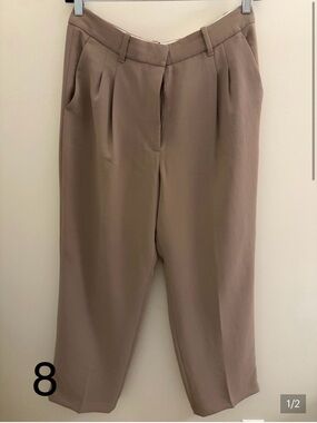 Aritzia the effortless trouser High-Rise Pleated Trousers in Taupe